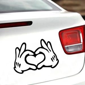Autocollant artistique en vinyle Mickey Mouse et Minnie Mouse, mains d'amour, fen&ecirc;tre de voiture,