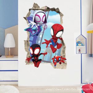 MINISO dessin animé Spiderman Super amérique Hulk héros Stickers muraux pour chambre d'enfants