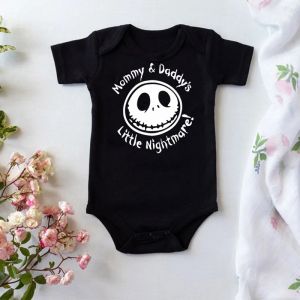 Mode d'&eacute;t&eacute; b&eacute;b&eacute; Halloween Costume une pi&egrave;ce body maman et papa petit cauchemar imprimer b&eacute;b&eacute;