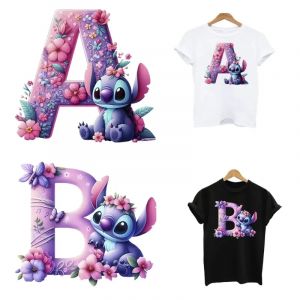 2 pièces lettres A-Z Disney point fer sur patchs de repassage chaleur thermo-adhésif transfert