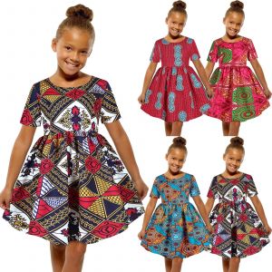 Robe africaine pour bébés filles, style traditionnel dashiki, imprimé, manches courtes,