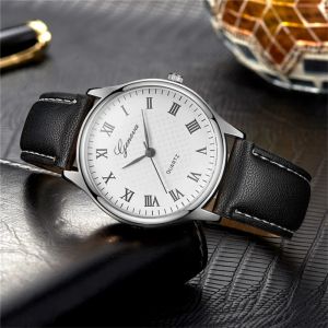 Mode moderne noir Quartz hommes montres marée marque bracelet en cuir grand cadran hommes d'affaires