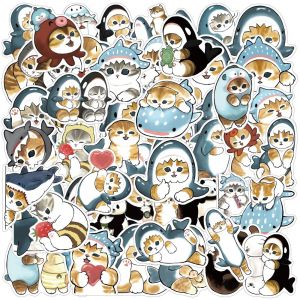 Autocollants requin mignon à capuche, chat amusant, décoration valise, Scrapbooking, ordinateur