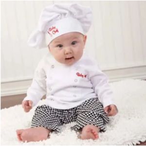 Tenues de cosplay de chef cuisinier pour b&eacute;b&eacute;, uniforme de cuisine, t-shirt, pantalon, chapeau,