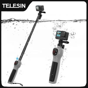 TELESIN b&acirc;ton de Selfie sous-marin &eacute;tanche plong&eacute;e extensible Selfie b&acirc;ton t&eacute;l&eacute;commande sans fil