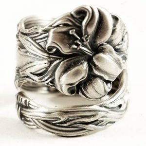 Bague enroulée en forme de fleur de lys pour femmes, Vintage, créative, en forme de cuillère, pour