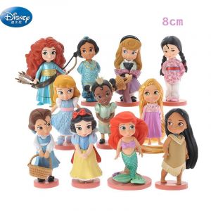 Disney-Figurines d'action en PVC pour filles, Blanche-Neige, Dessin animé mignon, Mini princesse,