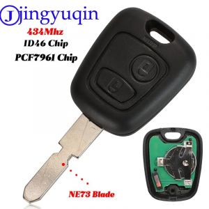 Jingyuqin-Clé télécommande à 2 boutons, transpondeur ID46 406 Mhz et NE78, lame d'origine, pour