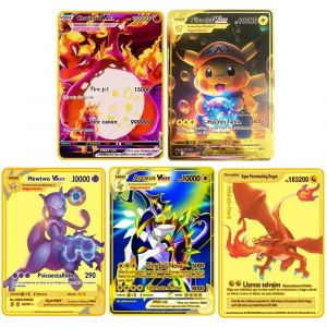 Carte m&eacute;tallique Pokemon anglaise, lettres VMAX GX Charizard Pikachu Mewtwo cartas, Collection