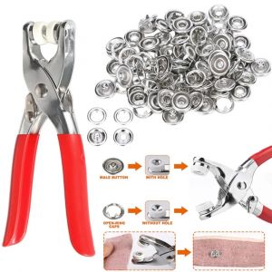 1 pince + 50 jeux de boutons-pression en métal pour la couture de vêtements
