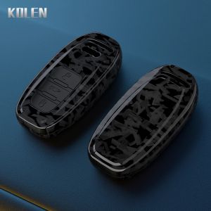 Housse de clé de voiture en Fiber de carbone ABS, pour Audi A1 A3 A4 A5 A6 A7 A8 Quattro Q3 Q5 Q7