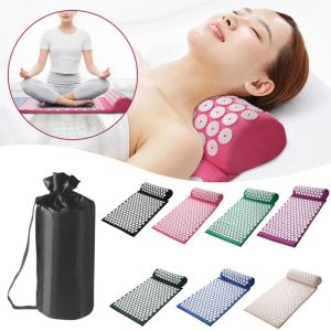 Oreiller d'acupression avec sac de rangement pour coussinets de Massage du cou, du dos et des pieds,