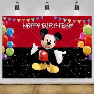Toile de fond de fête Disney Minnie pour enfants, décoration d'anniversaire, toile de fond de
