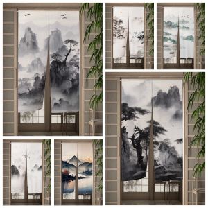 Rideau de porte avec peinture à l'encre chinoise, paysage de montagne, rideau de porte japonais,