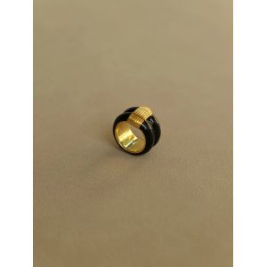Bague épaisse en céramique noire plaquée or 18 carats pour femme, conception de niche Ins, bijoux