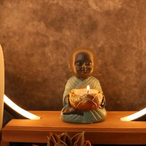 Zen petite statue de bouddha chandelier lampe décorative antique porche chambre maison petit moine