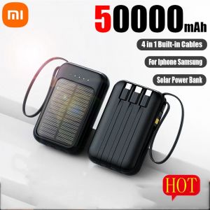 Xiaomi &ndash; batterie solaire 4 en 1, capacit&eacute; de 50000mAh, c&acirc;bles int&eacute;gr&eacute;s, livr&eacute; avec des lumi&egrave;res