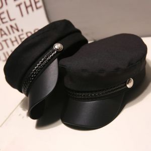 Béret Vintage unisexe en cuir PU, chapeaux de marin pour femmes et hommes, casquette de capitaine à