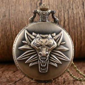 Tête de lion rugissante en Bronze, collier de personnalité en relief, montre de poche, chiffres