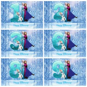 Toile de fond princesse Disney la reine des neiges, Elsa, Anna, fête d'anniversaire pour enfants