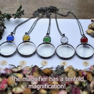 Collier loupe décorative Monocle, pendentif loupe serrure en cristal, chaîne en métal pour femmes,