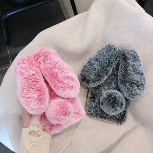 Coque de téléphone en fourrure de lapin, étui en peluche de lapin pour Xiaomi Redmi 13C A3 Note 12