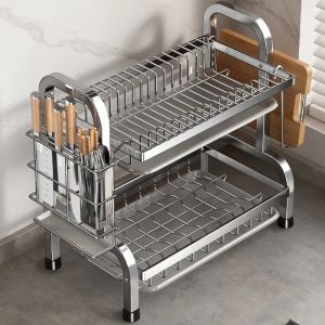 Égouttoir à vaisselle de cuisine Compact, ensemble de égouttoir, grand égouttoir à vaisselle