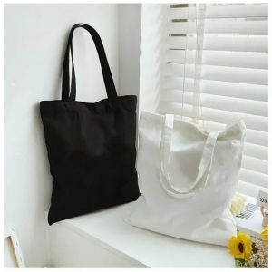 Sac &agrave; bandouli&egrave;re de grande capacit&eacute; en toile noire et blanche, fourre-tout pliable en coton