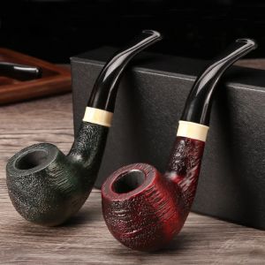 Pipe à tabac en bois de Type courbé, pipe à fumer rétro faite à la main, filtre de 9mm, cadeau pour