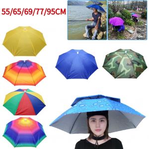 Chapeau parapluie de pluie portable pliable, pare-soleil de p&ecirc;che en plein air, imperm&eacute;able,