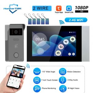 Visiophone intelligent à 2 fils, wi-fi, Tuya, 1080P, interphone vidéo, écran tactile couleur 7