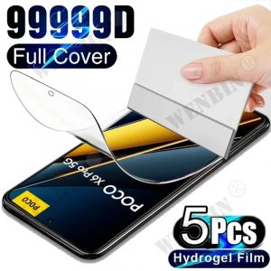 Film Hydrogel 5 pi&egrave;ces pour Xiaomi Redmi Note 14 13 12 Pro Plus Poco X6 X5 Pro Xiaomi 14T 13T 12T
