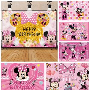 Disney Mickey Minnie Mouse rose enfant cadeau fête d'anniversaire bannière toile de fond