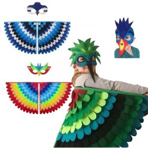 Enfants animaux ailes d'oiseau + masque costume scène Performance paon hibou perroquet oiseau feutre