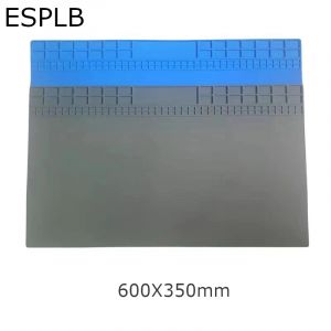 Tapis isolant en silicone pur, Super grand, gris/bleu, 600x350mm, tapis de travail de réparation,