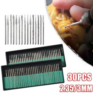 Tête de gravure à pointe de fraise de meulage en diamant, Kit d'outils de Rotation de foret 2.35/3mm