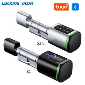 Serrure &agrave; cylindre intelligente sans cl&eacute;, avec application Tuya Smartlife, RFID, NFC, carte IC, Code