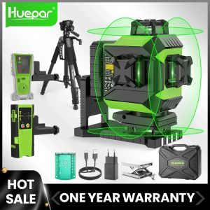 Huepar Osram-Niveau laser à nivellement automatique, faisceau vert 4D, ligne croisée à 360 °, 16