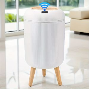 Poubelle automatique avec couvercle, petite poubelle intelligente en plastique, poubelle à capteur