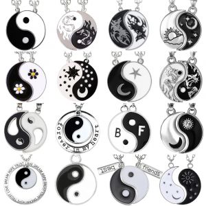 Dragon Yin Yang Tai Chi potins collier couture loup soleil lune étoile Couple pendentif collier mode