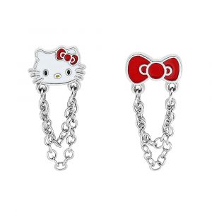 1 paire Sanrio Anime Hello Kitty boucles d'oreilles KT chat nœud papillon asymétrique clous