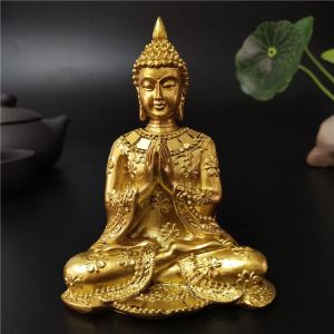 Statue de bouddha thaïlandais doré, décoration de jardin de maison, Sculpture de bouddha de