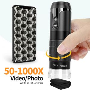 Microscope numérique sans fil 50X-1000X WiFi Microscopes portables HD USB Microscope caméra