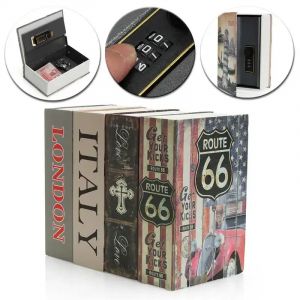 Coffre-fort pour livre, dictionnaire domestique, coffre-fort en métal, boîte de rangement secrète,