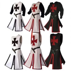 Robes de Cosplay médiévales pour hommes, grande taille, chevalier templier croisé, surdessus à