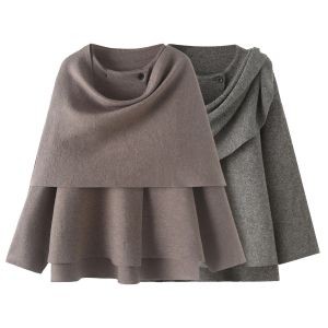 UNIZERA-Manteau Asymétrique pour Femme, Style Everak, Écharpe Chaude, Nouvelle Collection Automne