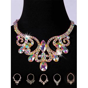Collier scintillant de danse du ventre, bijoux de compétition, accessoire de danseuse brillante,