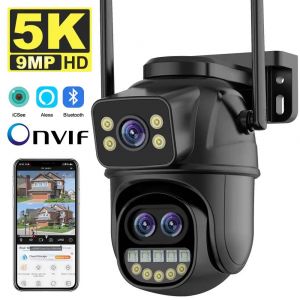 9MP 5K HD WiFi cam&eacute;ra IP ext&eacute;rieure 8x Zoom trois objectifs double &eacute;cran PTZ cam&eacute;ra suivi