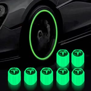 Bouchon de Valve de pneu de voiture, couvercle de noyau de Valve lumineux universel pour Logo Tesla