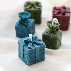 Coffret cadeau avec nœud de noël, moule à bougie, boîte-cadeau DIY, moule à bougie, plâtre goutte à